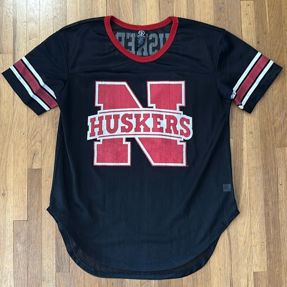 Recycled Karma Tops - *last day 5/12* Recycled Karma University | Women’s black Huskers jersey